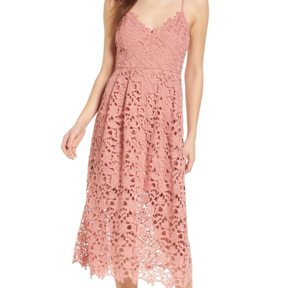 Dark blush lace midi dress